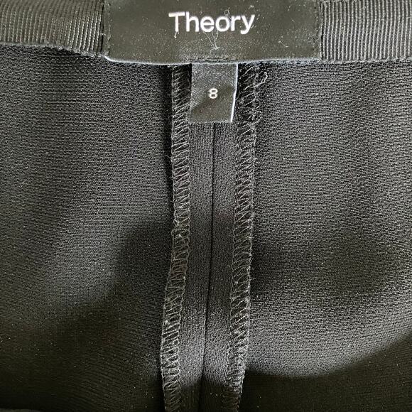 Theory Crepe Flare Leg Pants Size 8 Black Office Business Academia Work Preppy - Picture 4 of 11